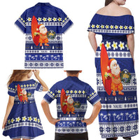 Nauru Christmas Family Matching Off Shoulder Maxi Dress and Hawaiian Shirt Cute Santa Coat Of Arms Merry Xmas - Polynesian Pride