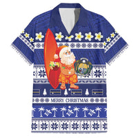 Nauru Christmas Family Matching Off Shoulder Short Dress and Hawaiian Shirt Cute Santa Coat Of Arms Merry Xmas - Polynesian Pride