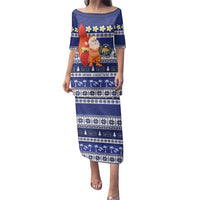 Nauru Christmas Family Matching Puletasi and Hawaiian Shirt Cute Santa Coat Of Arms Merry Xmas - Polynesian Pride