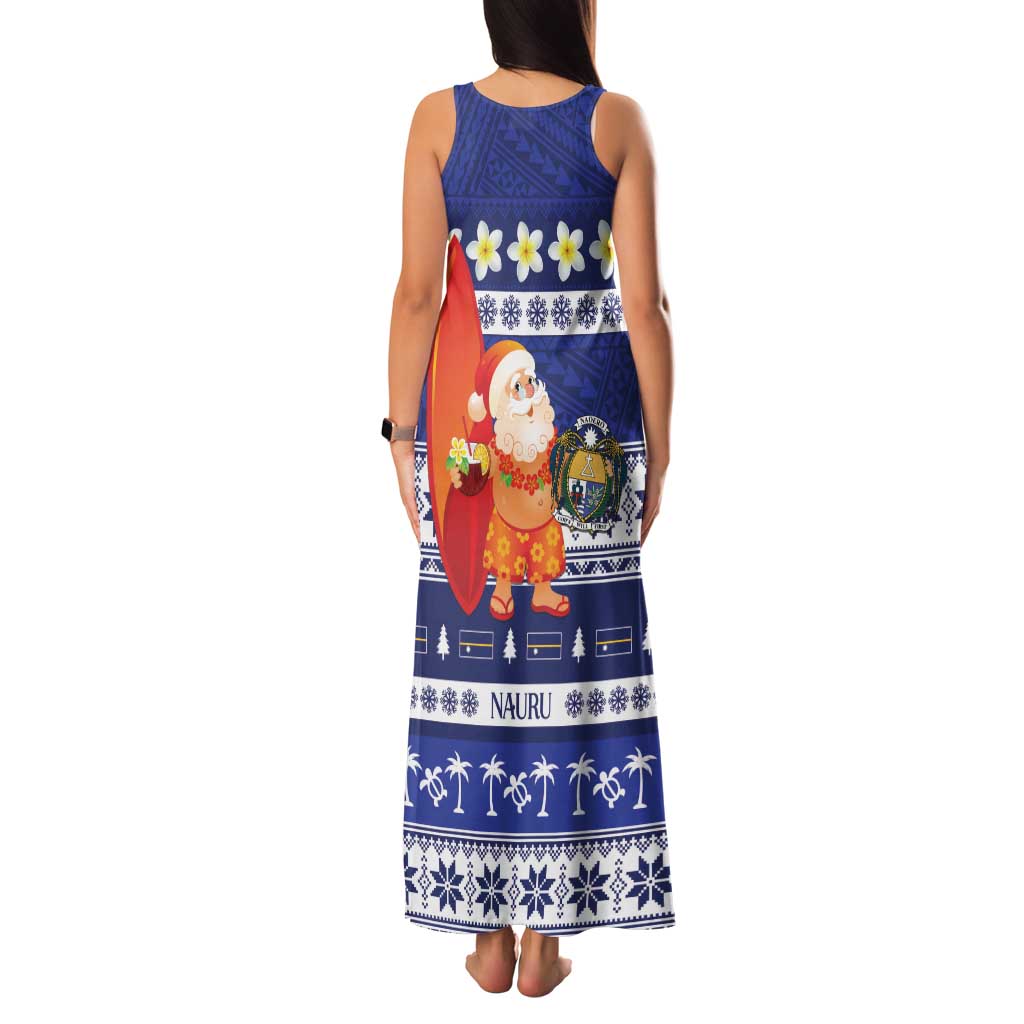 Nauru Christmas Family Matching Tank Maxi Dress and Hawaiian Shirt Cute Santa Coat Of Arms Merry Xmas - Polynesian Pride