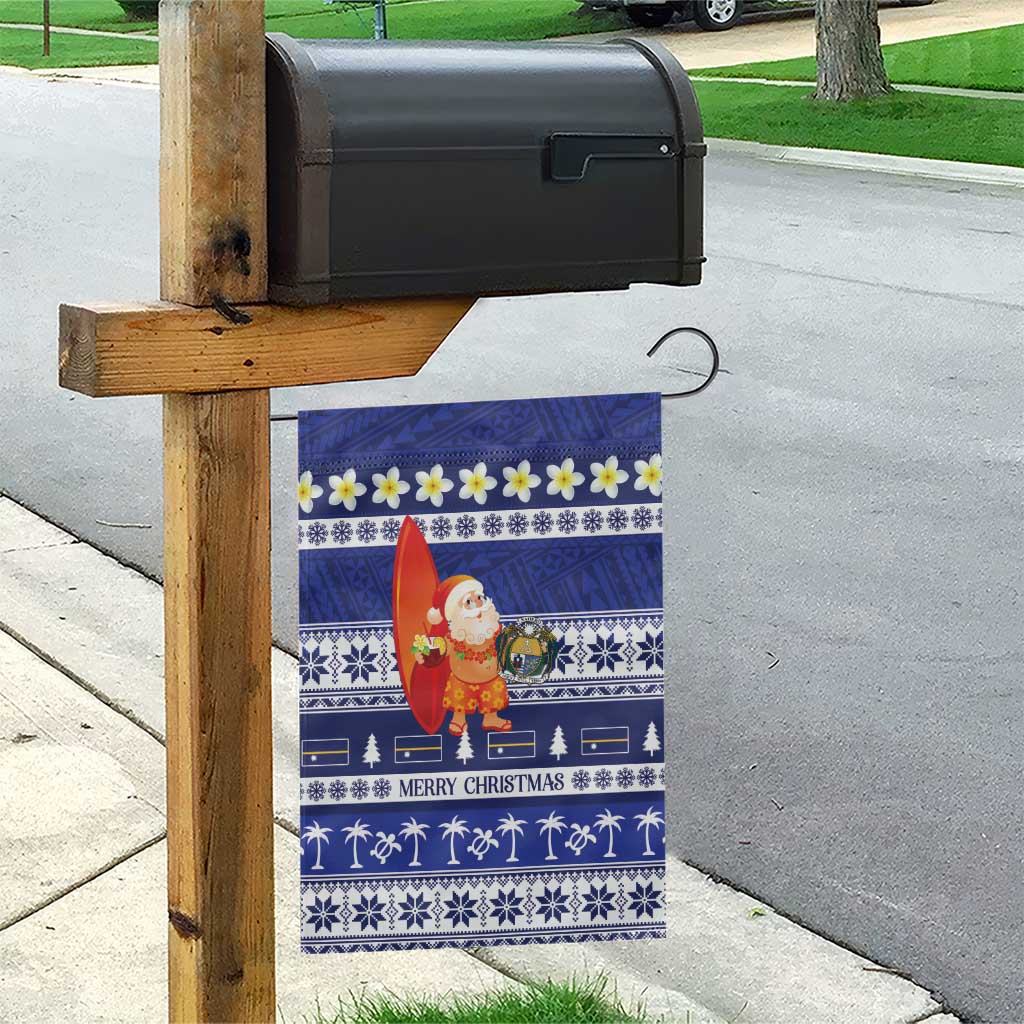 Nauru Christmas Garden Flag Cute Santa Coat Of Arms Merry Xmas - Polynesian Pride