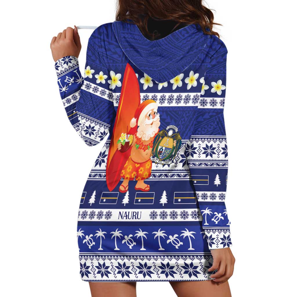 Nauru Christmas Hoodie Dress Cute Santa Coat Of Arms Merry Xmas - Polynesian Pride