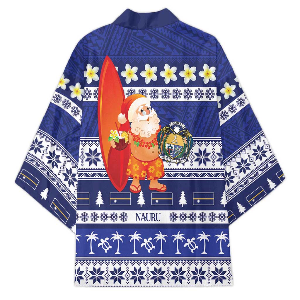 Nauru Christmas Kimono Cute Santa Coat Of Arms Merry Xmas - Polynesian Pride
