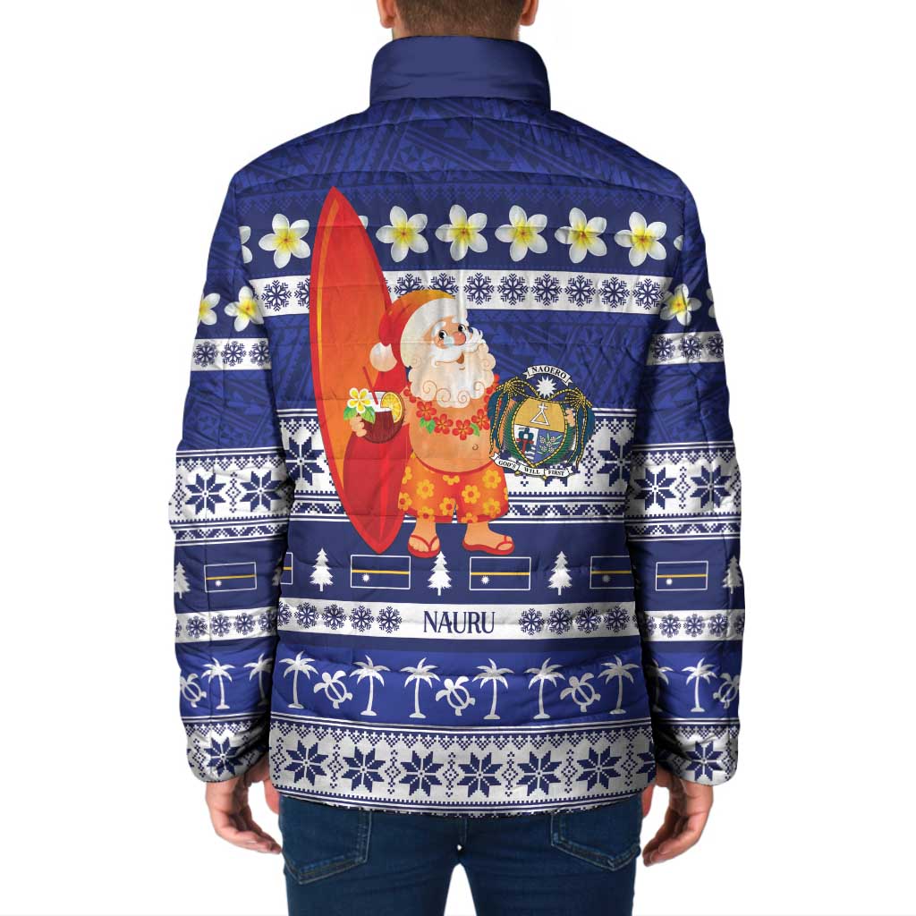 Nauru Christmas Padded Jacket Cute Santa Coat Of Arms Merry Xmas - Polynesian Pride