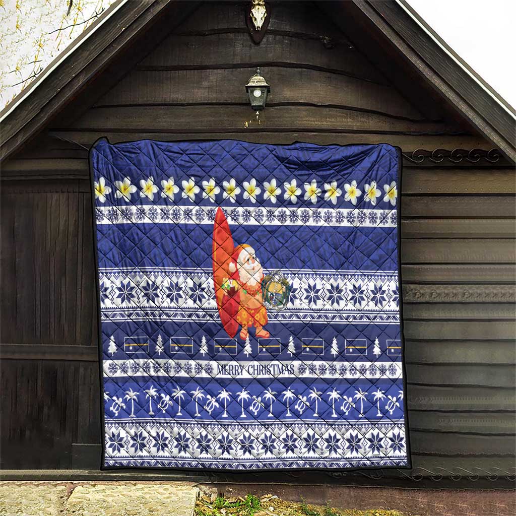 Nauru Christmas Quilt Cute Santa Coat Of Arms Merry Xmas - Polynesian Pride