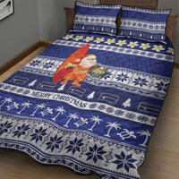 Nauru Christmas Quilt Bed Set Cute Santa Coat Of Arms Merry Xmas - Polynesian Pride