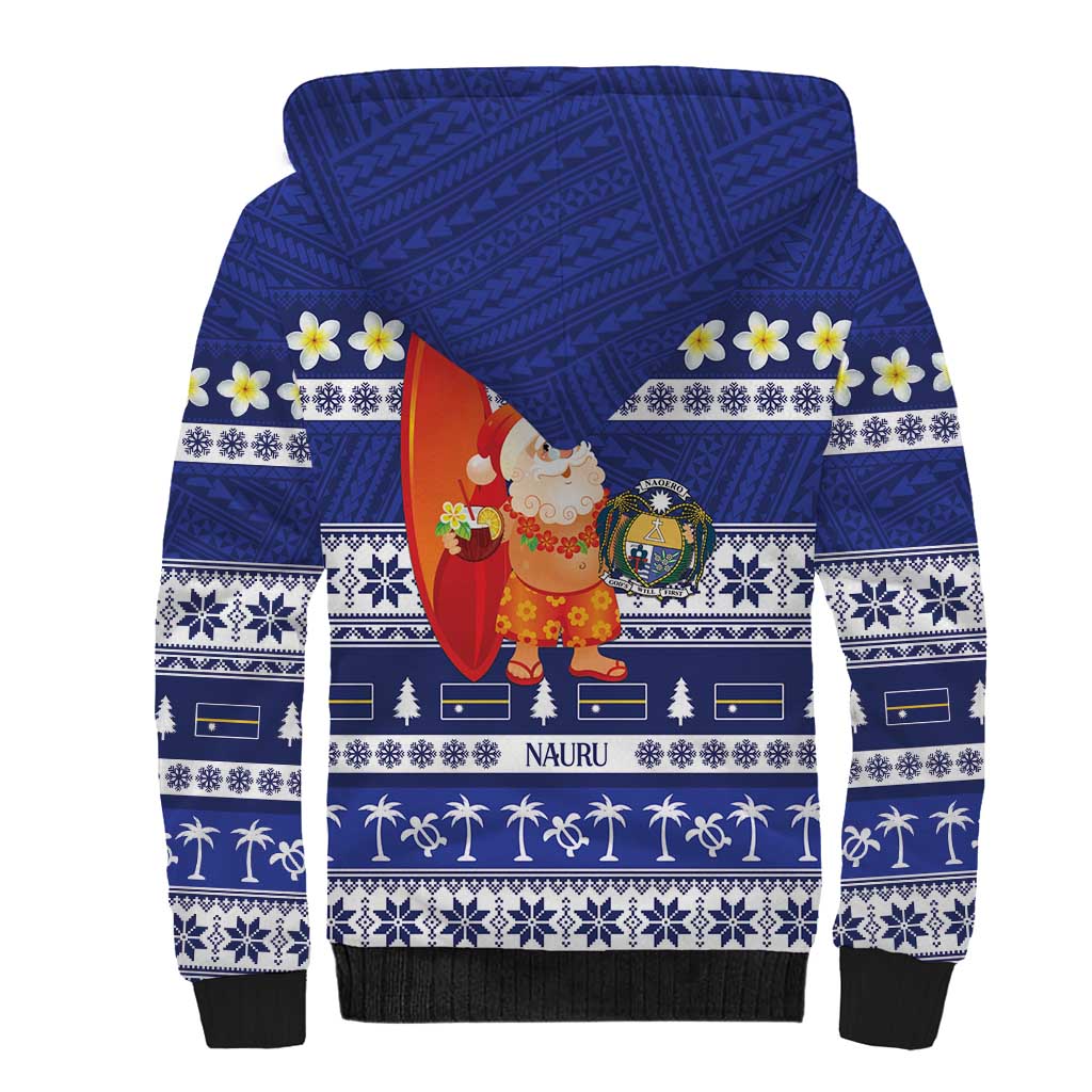 Nauru Christmas Sherpa Hoodie Cute Santa Coat Of Arms Merry Xmas - Polynesian Pride