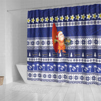 Nauru Christmas Shower Curtain Cute Santa Coat Of Arms Merry Xmas - Polynesian Pride