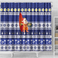 Nauru Christmas Shower Curtain Cute Santa Coat Of Arms Merry Xmas - Polynesian Pride
