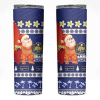 Nauru Christmas Skinny Tumbler Cute Santa Coat Of Arms Merry Xmas - Polynesian Pride
