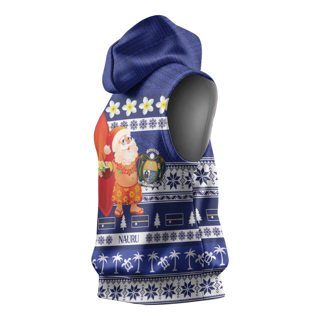 Nauru Christmas Sleeveless Hoodie Cute Santa Coat Of Arms Merry Xmas - Polynesian Pride