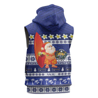 Nauru Christmas Sleeveless Zip Hoodie Cute Santa Coat Of Arms Merry Xmas - Polynesian Pride