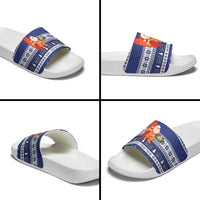 Nauru Christmas Slide Sandals Cute Santa Coat Of Arms Merry Xmas - Polynesian Pride