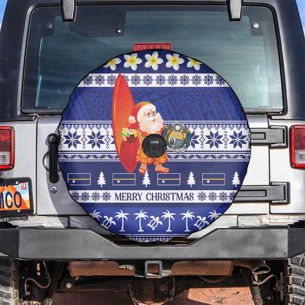 Nauru Christmas Spare Tire Cover Cute Santa Coat Of Arms Merry Xmas - Polynesian Pride