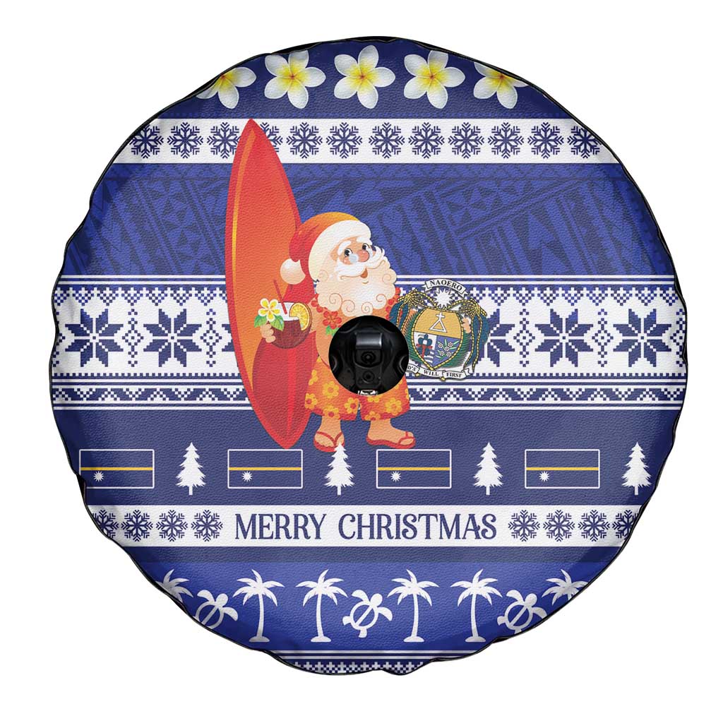 Nauru Christmas Spare Tire Cover Cute Santa Coat Of Arms Merry Xmas - Polynesian Pride