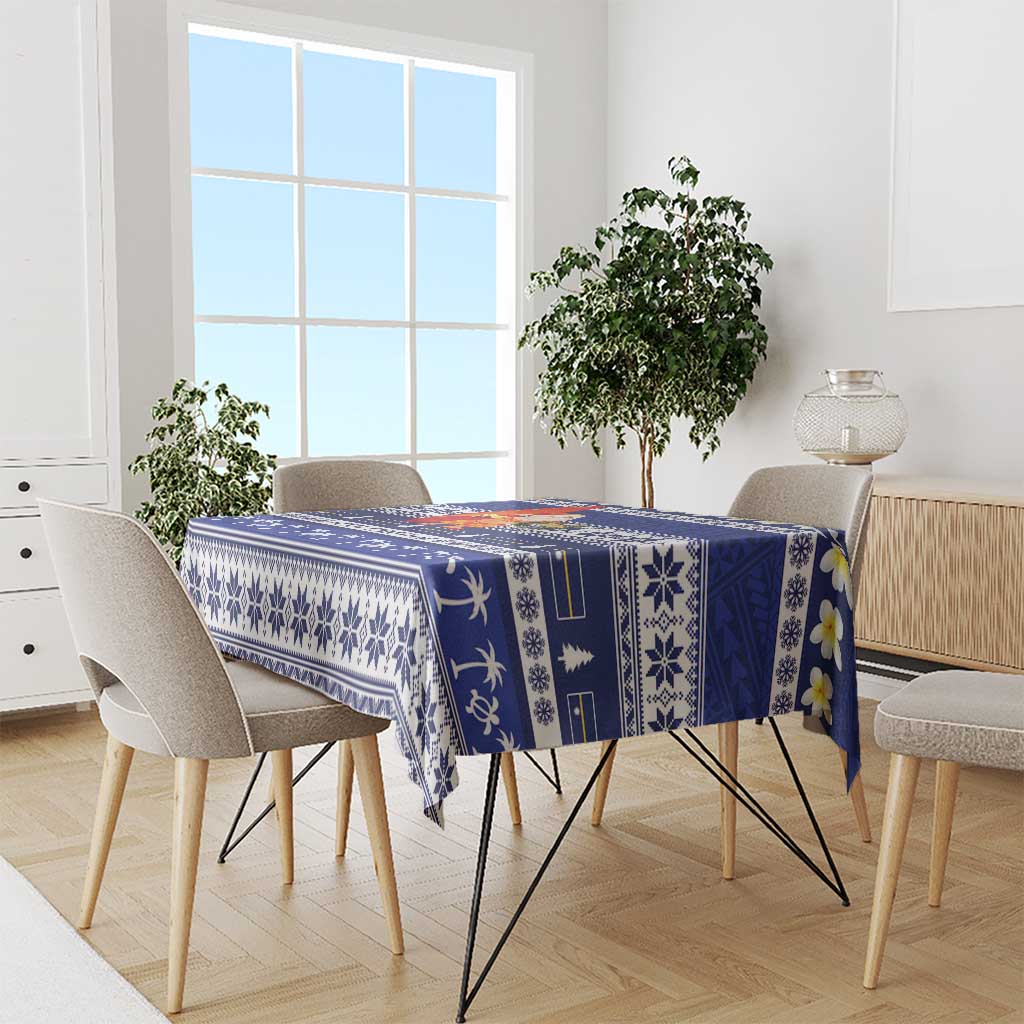 Nauru Christmas Tablecloth Cute Santa Coat Of Arms Merry Xmas - Polynesian Pride