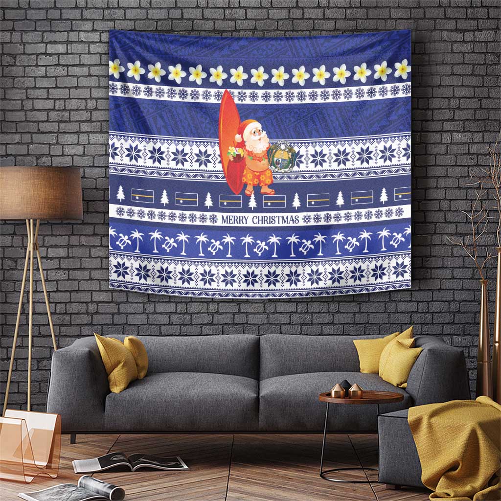 Nauru Christmas Tapestry Cute Santa Coat Of Arms Merry Xmas - Polynesian Pride