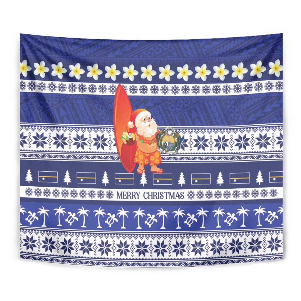 Nauru Christmas Tapestry Cute Santa Coat Of Arms Merry Xmas - Polynesian Pride
