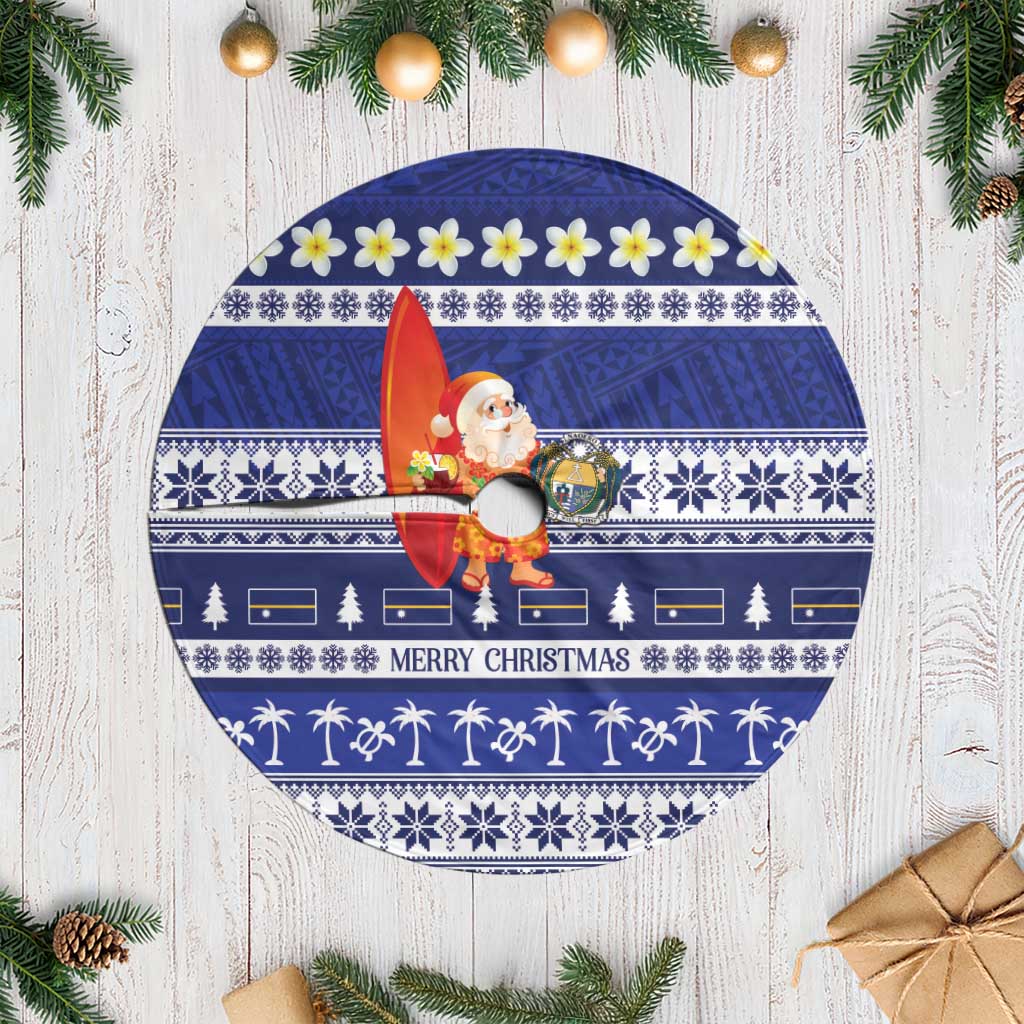 Nauru Christmas Tree Skirt Cute Santa Coat Of Arms Merry Xmas - Polynesian Pride