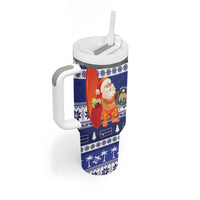 Nauru Christmas Tumbler With Handle Cute Santa Coat Of Arms Merry Xmas - Polynesian Pride