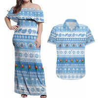 FSM Christmas Couples Matching Off Shoulder Maxi Dress and Hawaiian Shirt Merry Xmas Federated States of Micronesia - Polynesian Pride