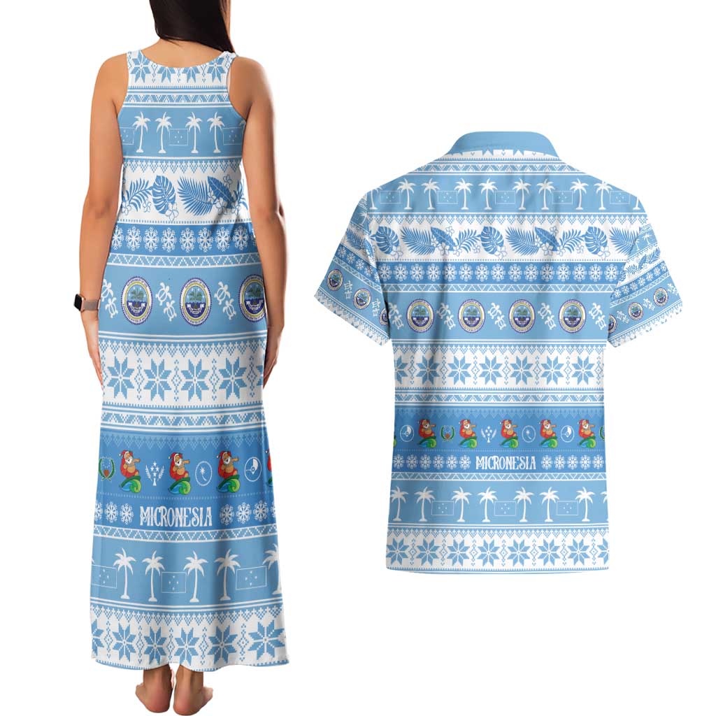FSM Christmas Couples Matching Tank Maxi Dress and Hawaiian Shirt Merry Xmas Federated States of Micronesia - Polynesian Pride