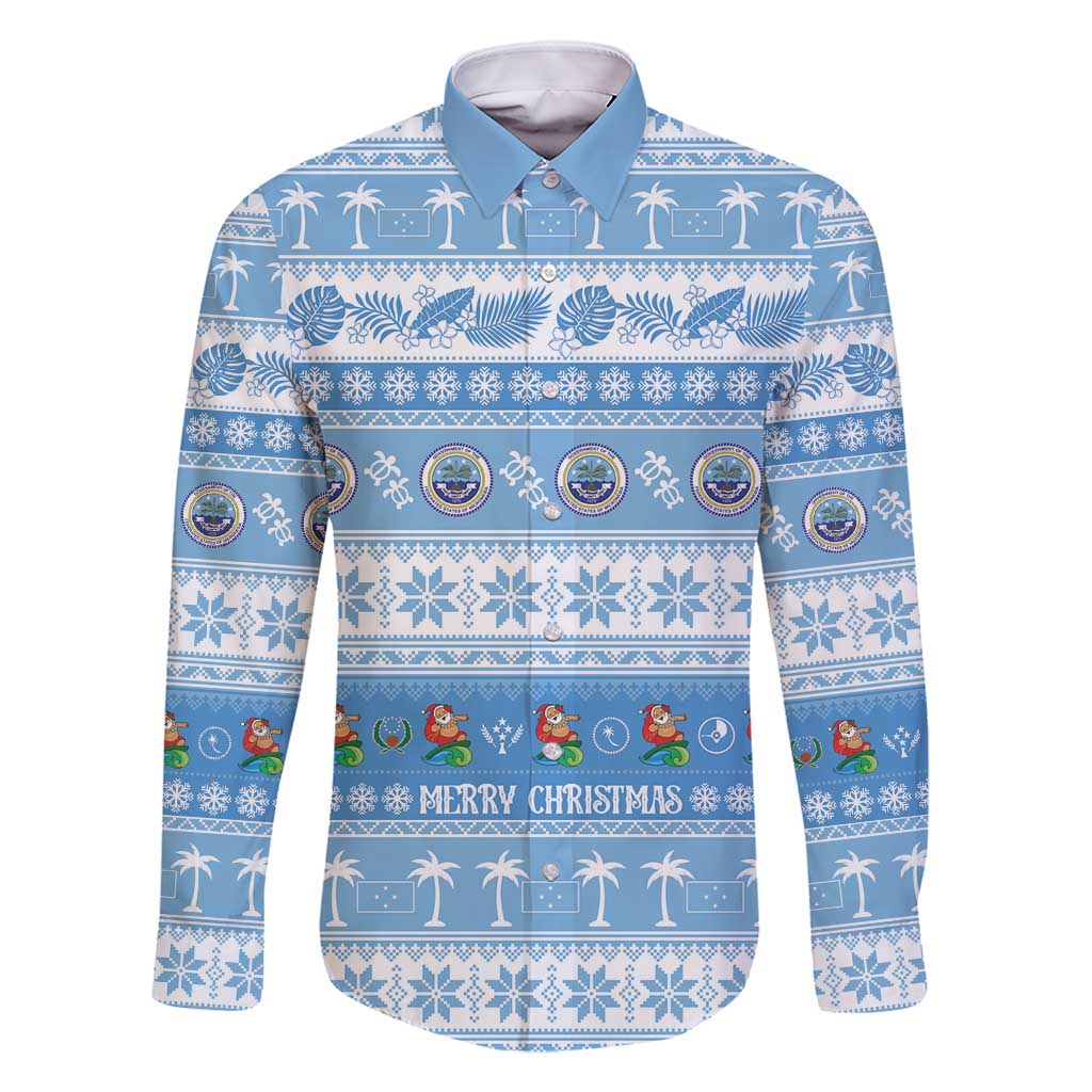 FSM Christmas Family Matching Off Shoulder Short Dress and Hawaiian Shirt Merry Xmas Federated States of Micronesia - Polynesian Pride