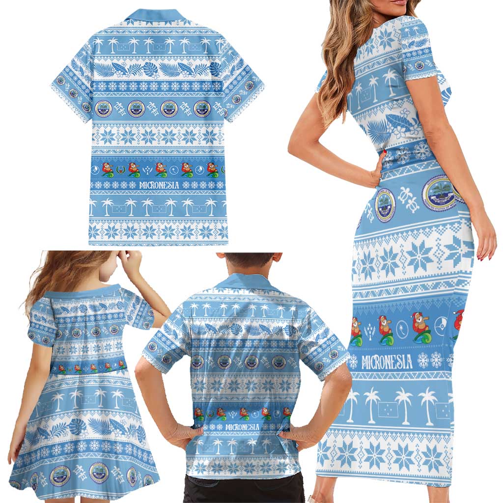 FSM Christmas Family Matching Short Sleeve Bodycon Dress and Hawaiian Shirt Merry Xmas Federated States of Micronesia - Polynesian Pride