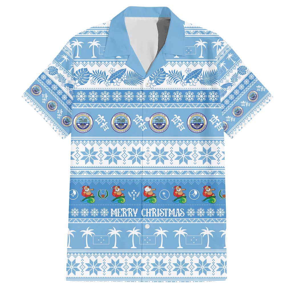 FSM Christmas Family Matching Short Sleeve Bodycon Dress and Hawaiian Shirt Merry Xmas Federated States of Micronesia - Polynesian Pride