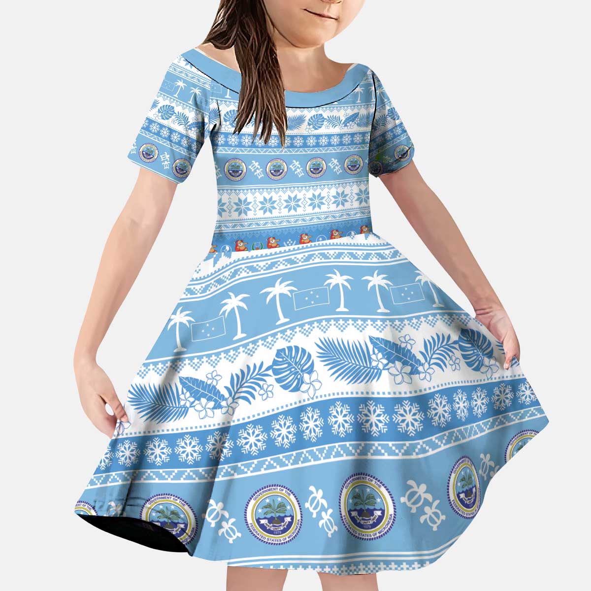 FSM Christmas Kid Short Sleeve Dress Merry Xmas Federated States of Micronesia - Polynesian Pride