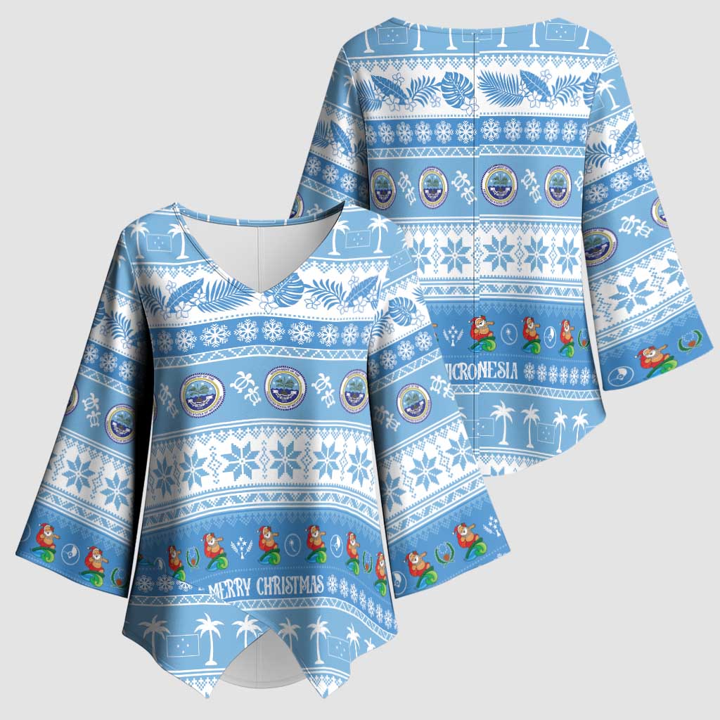FSM Christmas Kimono Sleeve Blouse Merry Xmas Federated States of Micronesia - Polynesian Pride