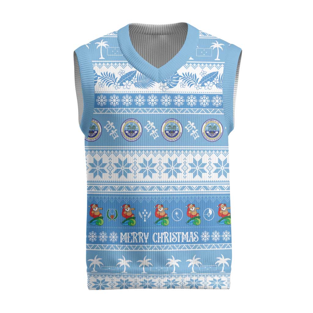 FSM Christmas Knitted V-Neck Vest Merry Xmas Federated States of Micronesia - Polynesian Pride
