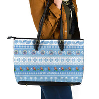 FSM Christmas Leather Tote Bag Merry Xmas Federated States of Micronesia - Polynesian Pride