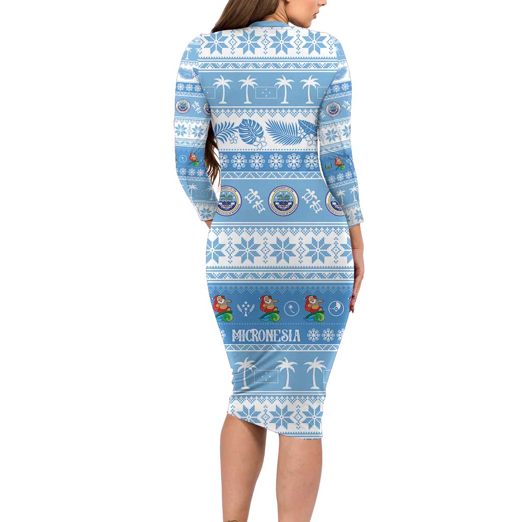 FSM Christmas Long Sleeve Bodycon Dress Merry Xmas Federated States of Micronesia - Polynesian Pride