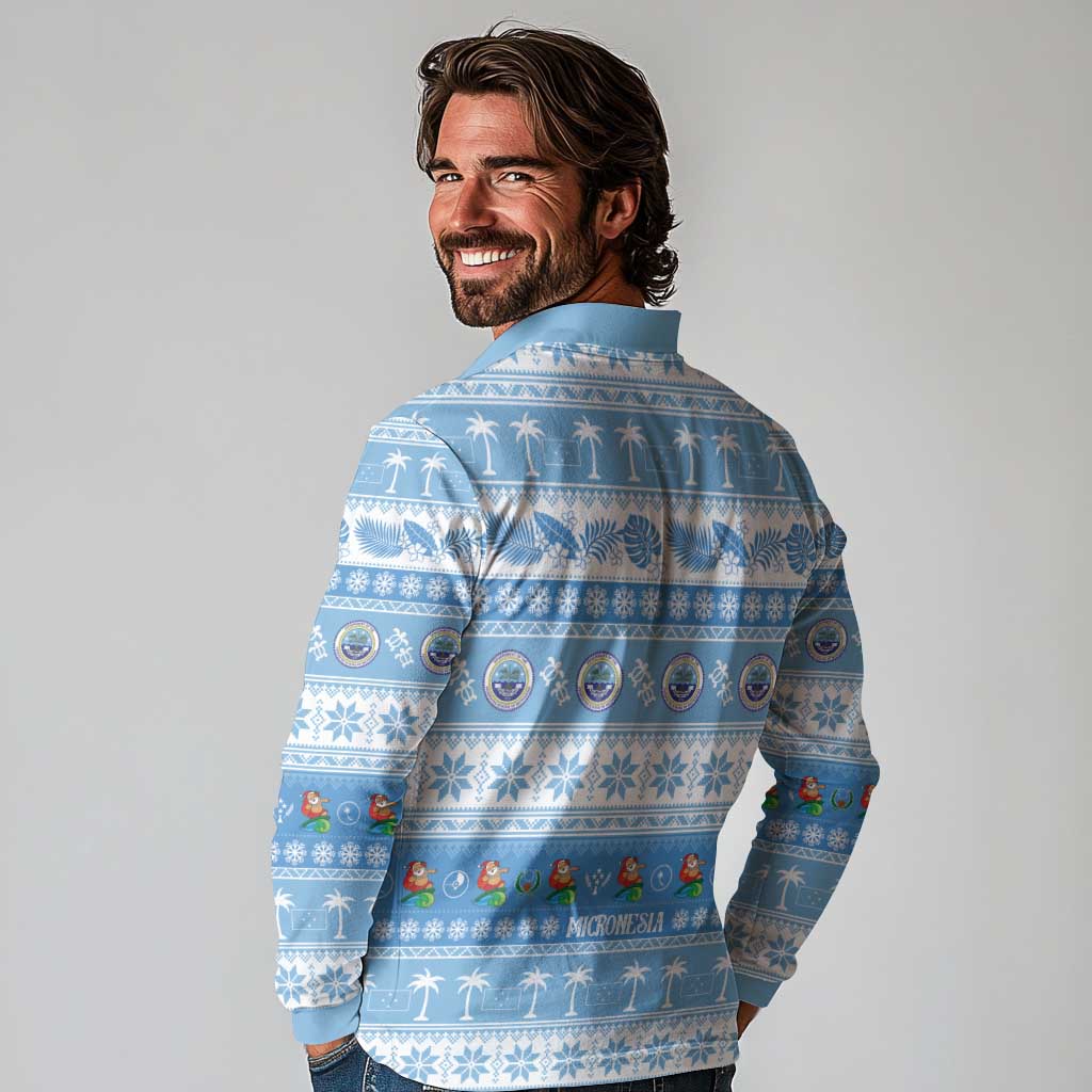 FSM Christmas Long Sleeve Polo Shirt Merry Xmas Federated States of Micronesia - Polynesian Pride