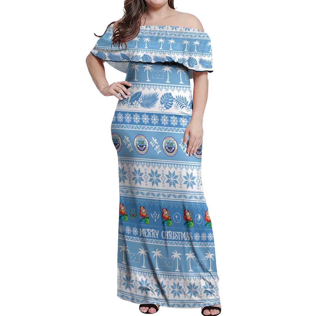 FSM Christmas Off Shoulder Maxi Dress Merry Xmas Federated States of Micronesia - Polynesian Pride