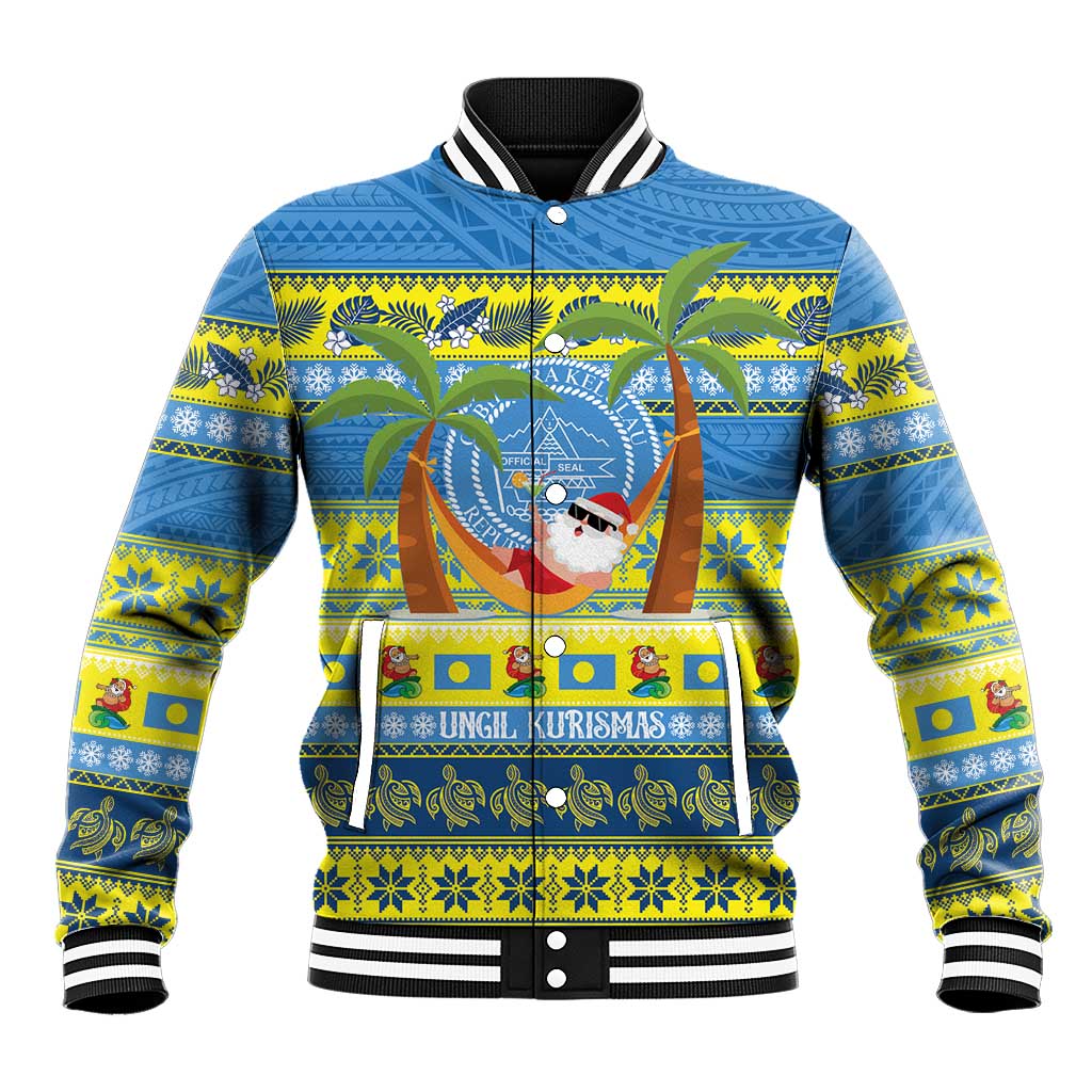 Palau Christmas Baseball Jacket Chilling Santa Ungil Kurismas - Polynesian Pride