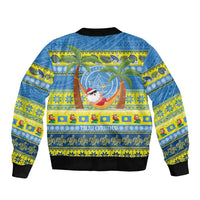 Palau Christmas Bomber Jacket Chilling Santa Ungil Kurismas - Polynesian Pride