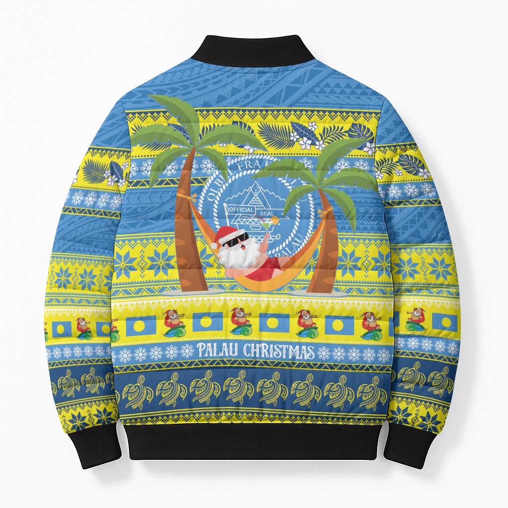 Palau Christmas Bomber Puffer Jacket Chilling Santa Ungil Kurismas - Polynesian Pride