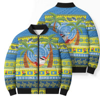 Palau Christmas Bomber Puffer Jacket Chilling Santa Ungil Kurismas - Polynesian Pride