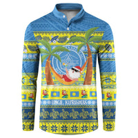 Palau Christmas Button Sweatshirt Chilling Santa Ungil Kurismas - Polynesian Pride