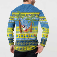 Palau Christmas Button Sweatshirt Chilling Santa Ungil Kurismas - Polynesian Pride