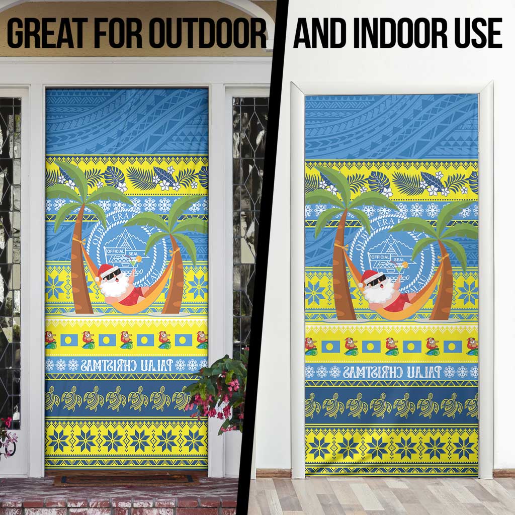 Palau Christmas Door Cover Chilling Santa Ungil Kurismas - Polynesian Pride