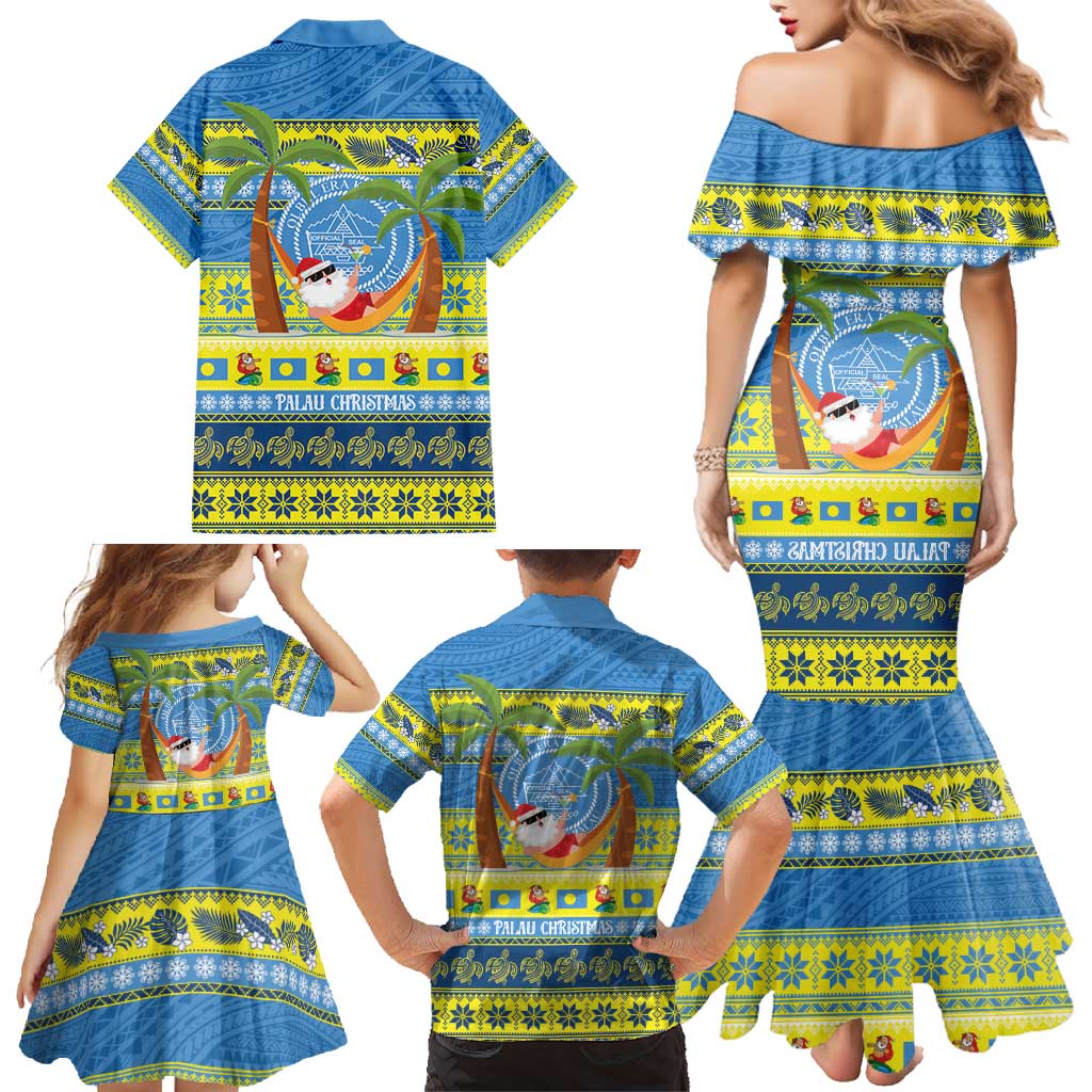 Palau Christmas Family Matching Mermaid Dress and Hawaiian Shirt Chilling Santa Ungil Kurismas - Polynesian Pride