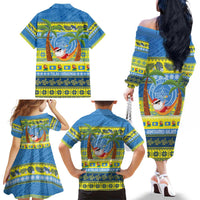 Palau Christmas Family Matching Off The Shoulder Long Sleeve Dress and Hawaiian Shirt Chilling Santa Ungil Kurismas - Polynesian Pride