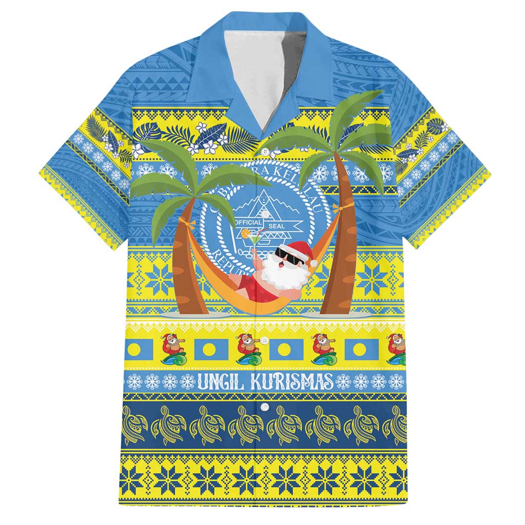 Palau Christmas Family Matching Summer Maxi Dress and Hawaiian Shirt Chilling Santa Ungil Kurismas - Polynesian Pride