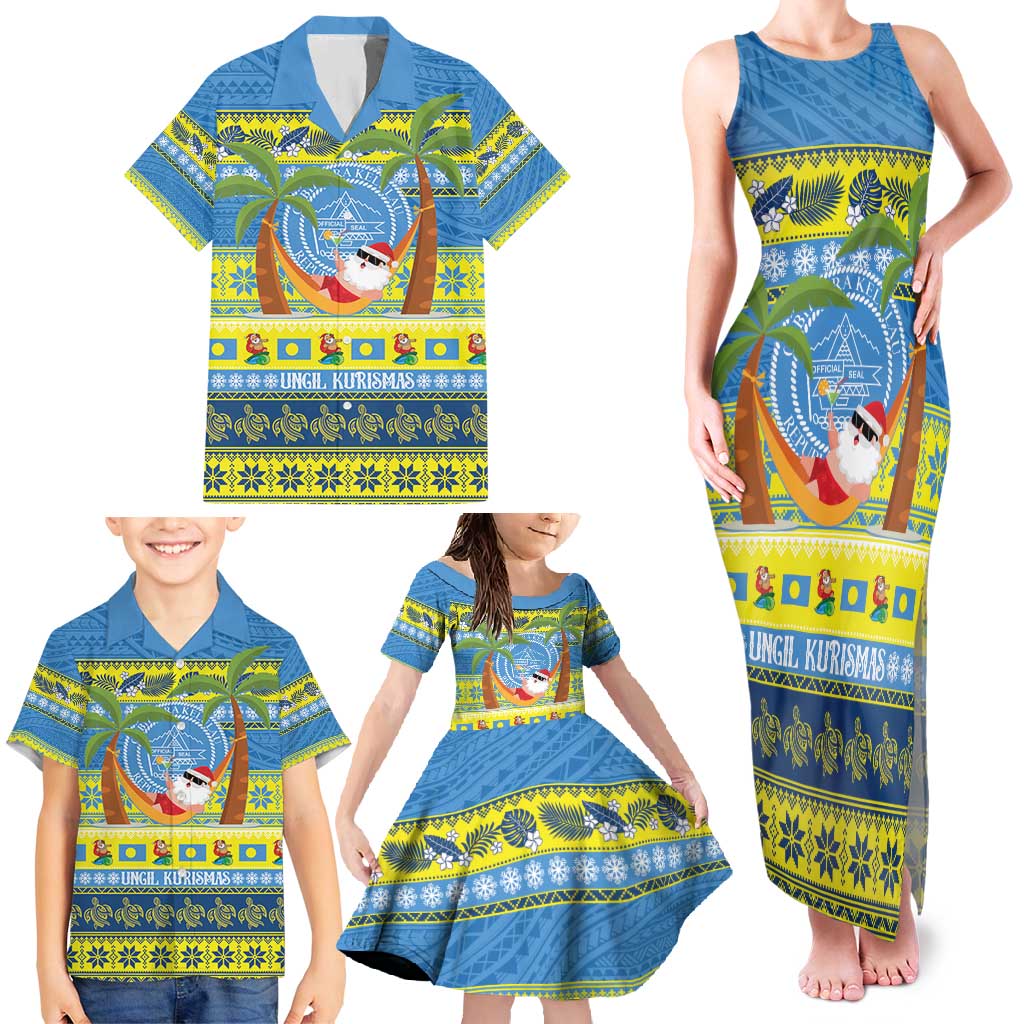 Palau Christmas Family Matching Tank Maxi Dress and Hawaiian Shirt Chilling Santa Ungil Kurismas - Polynesian Pride