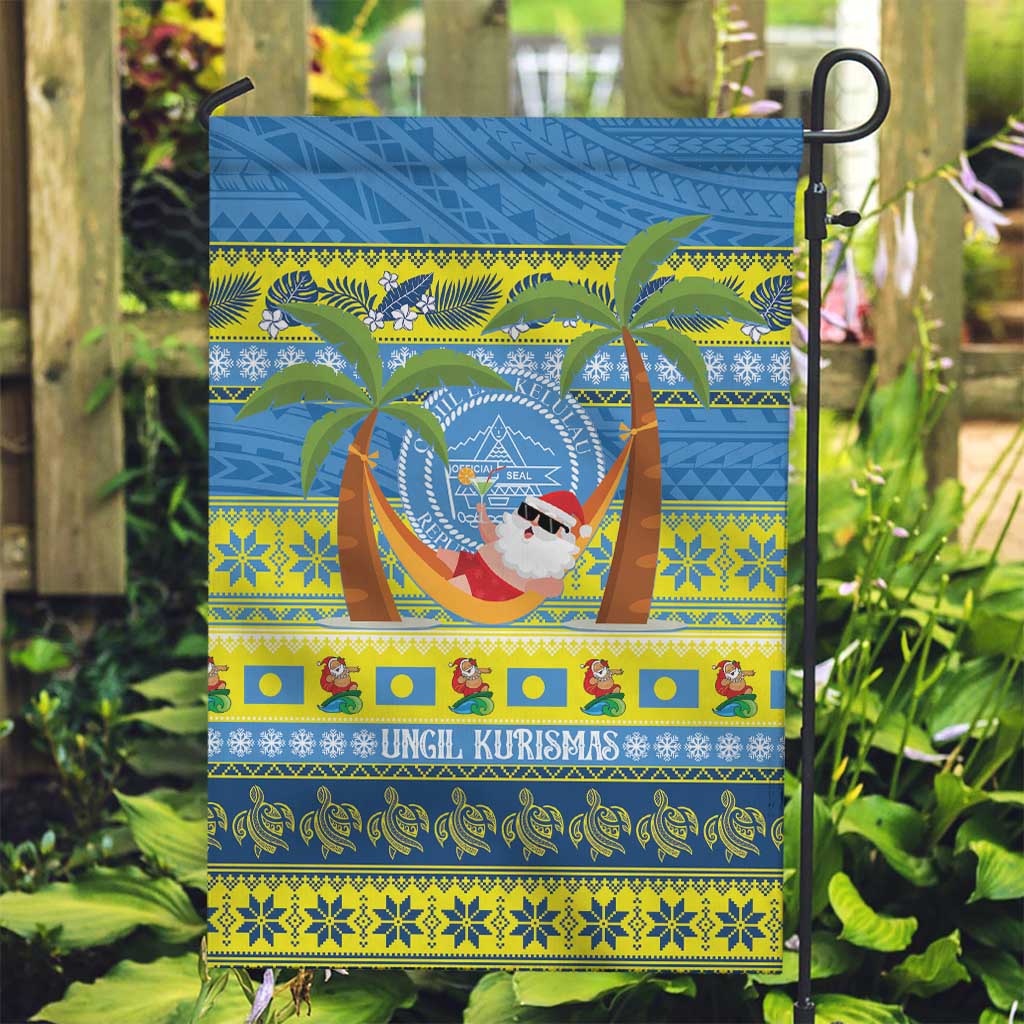 Palau Christmas Garden Flag Chilling Santa Ungil Kurismas - Polynesian Pride