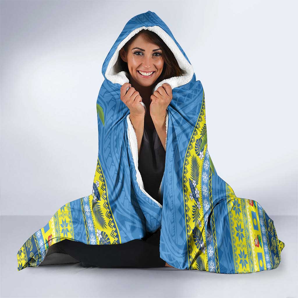 Palau Christmas Hooded Blanket Chilling Santa Ungil Kurismas - Polynesian Pride