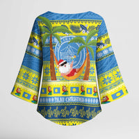 Palau Christmas Kimono Sleeve Blouse Chilling Santa Ungil Kurismas - Polynesian Pride